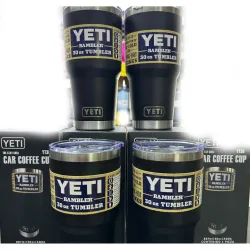Paquete de 10 Termos yeti negro rambler tumbler 30 oz